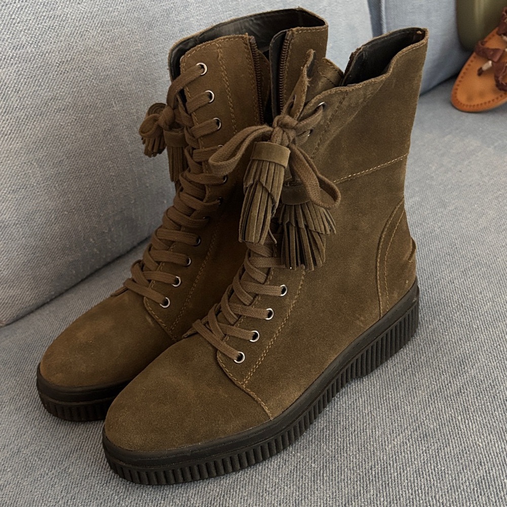 Franco Sarto Olive Lace Up Boots